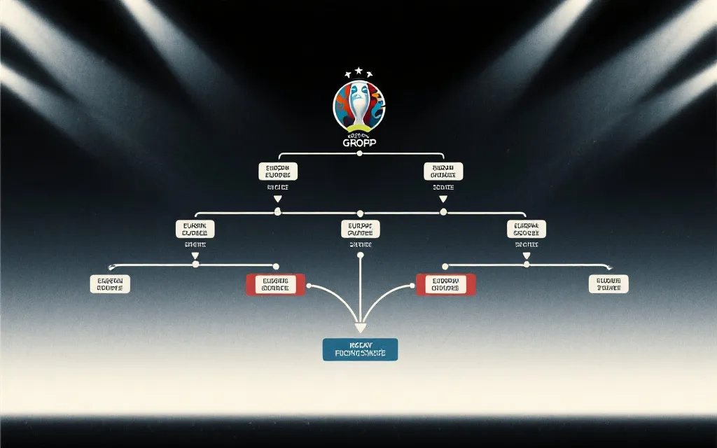 欧洲预选赛小组竞争与附加赛路径的对比插画